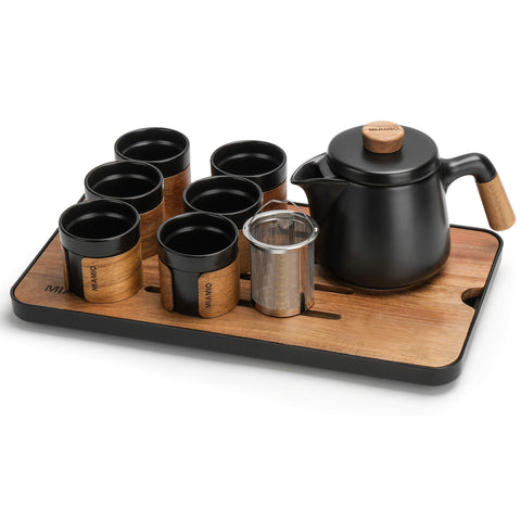 Japanese tea set, teapot 620 ml + 6x100 ml, black