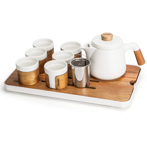 Japanese tea set, teapot 620 ml + 6x100 ml, white