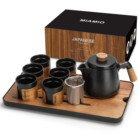 Japanese tea set, teapot 620 ml + 6x100 ml, black