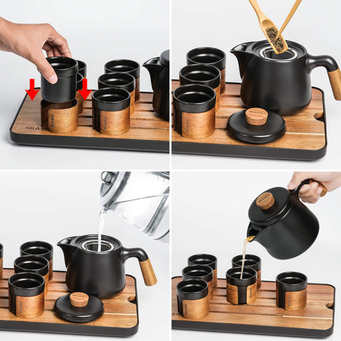 Japanese tea set, teapot 620 ml + 6x100 ml, black