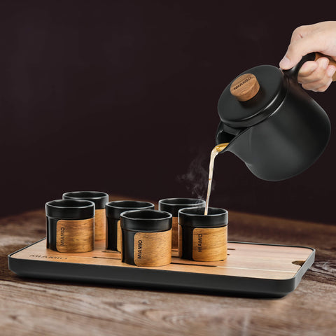 Japanese tea set, teapot 620 ml + 6x100 ml, black