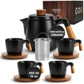 Tea set, teapot 1000 ml + 4x300 ml, black
