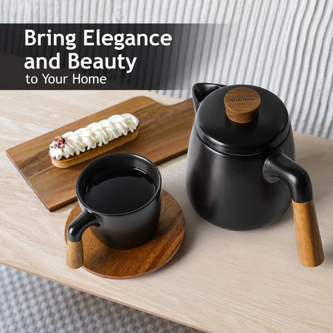 Tea set, teapot 1000 ml + 4x300 ml, black