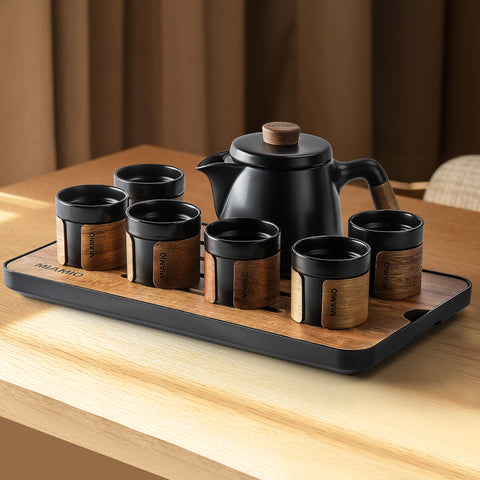 Japanese tea set, teapot 620 ml + 6x100 ml, black