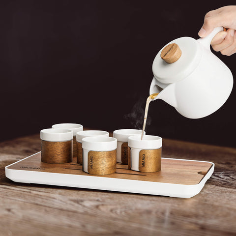 Japanese tea set, teapot 620 ml + 6x100 ml, white