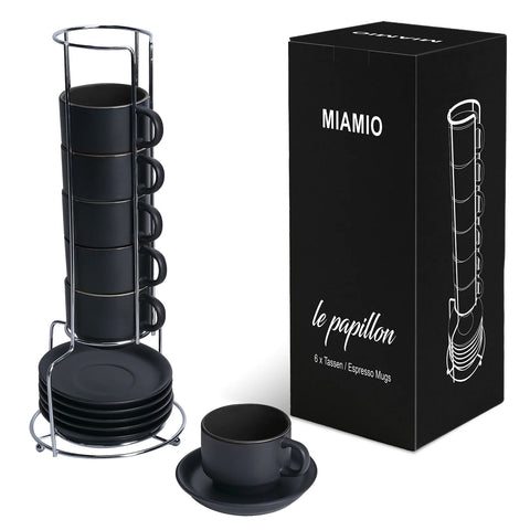 Espresso coffee cups, Papillon black (6x75 ml)