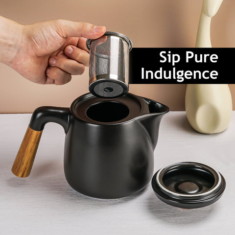 Tea set, teapot 1000 ml + 4x300 ml, black