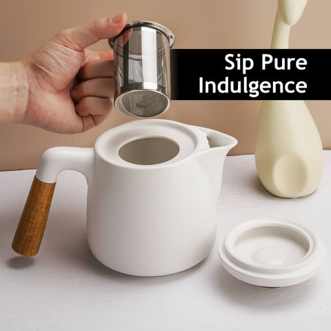 Tea set, teapot 1000 ml + 4x300 ml, white