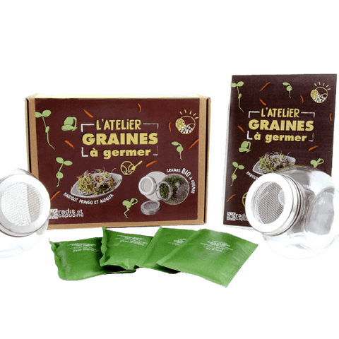SET - Germination container for preparing sprouts with organic seeds, 2 types 